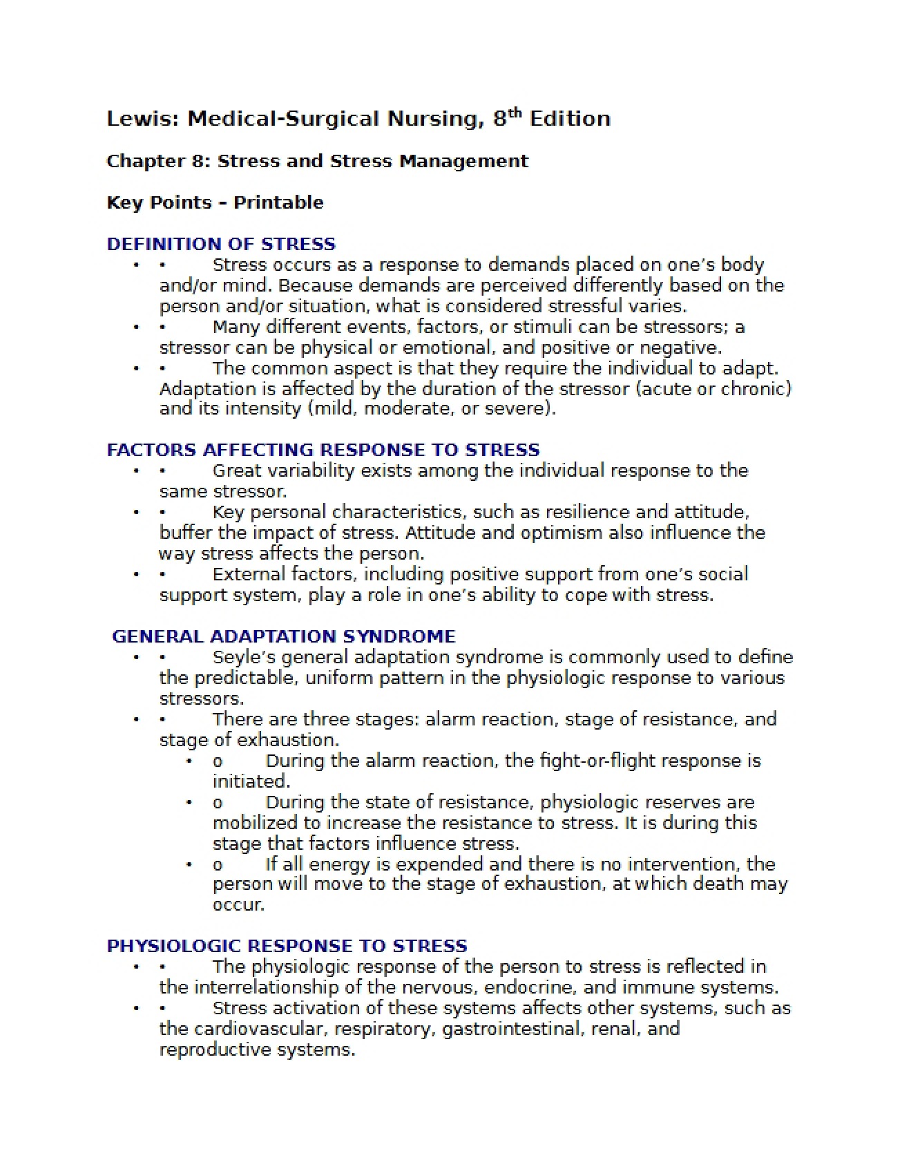 Managing Stress Chapter 8