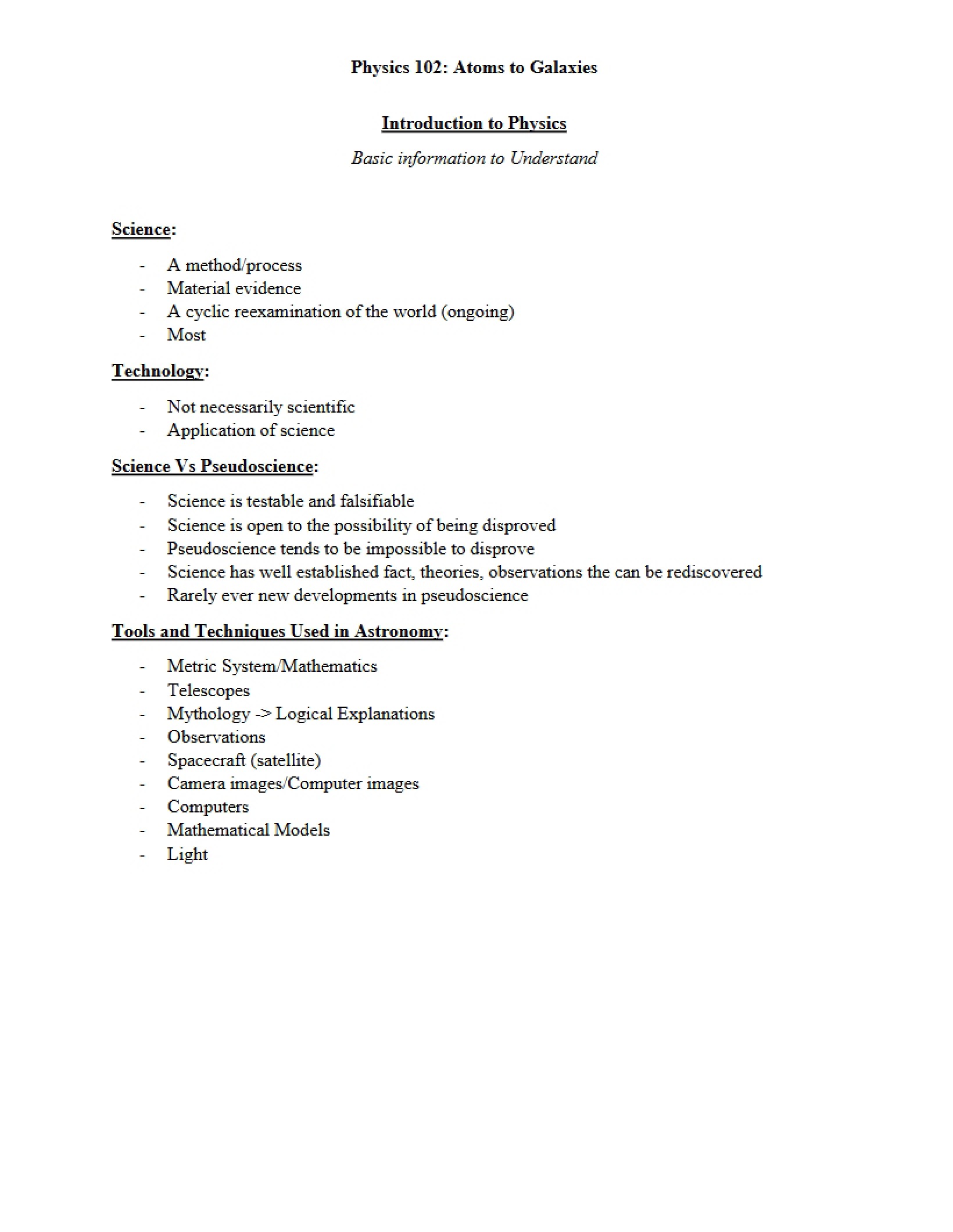 Basic Physics Introduction