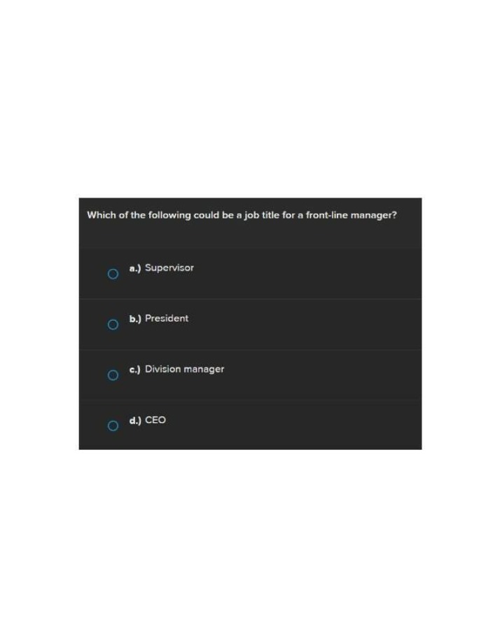 Quiz on Front-Line Manager Job Titles