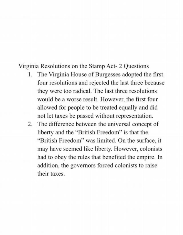 Stamp Act Virginia Resolutions - 2 Questions