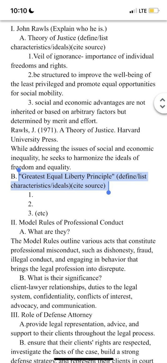 Theory of Justice and Model Rules of Conduct Notes