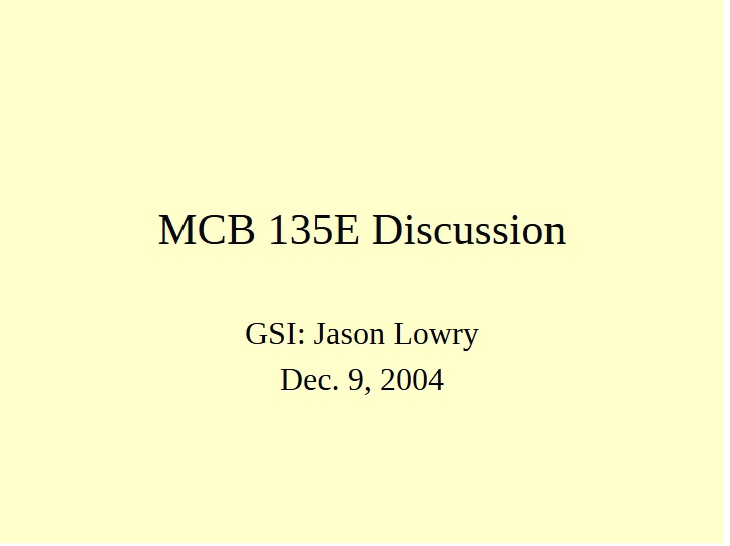 Discussion Session