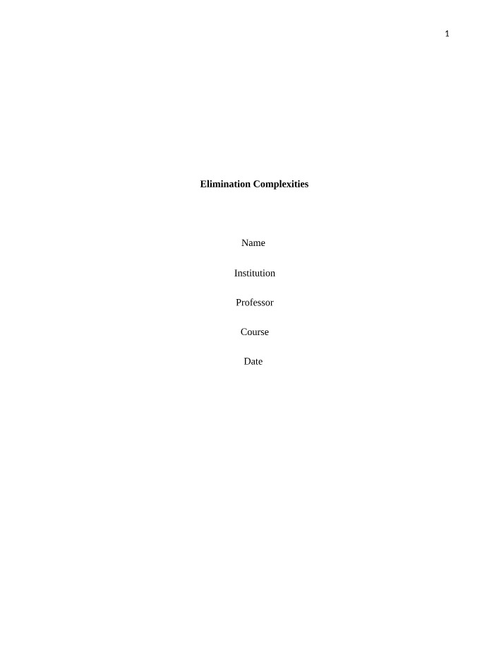Elimination Complexities Notes