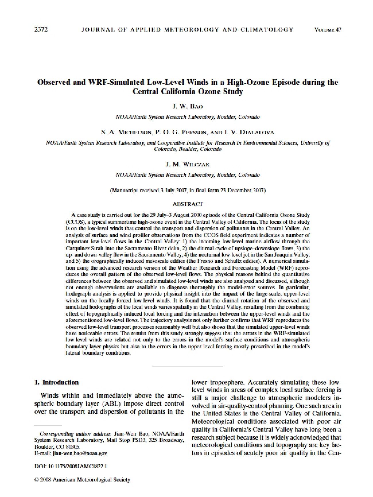 Low-Level Winds: WRF-Simulated vs. Observed