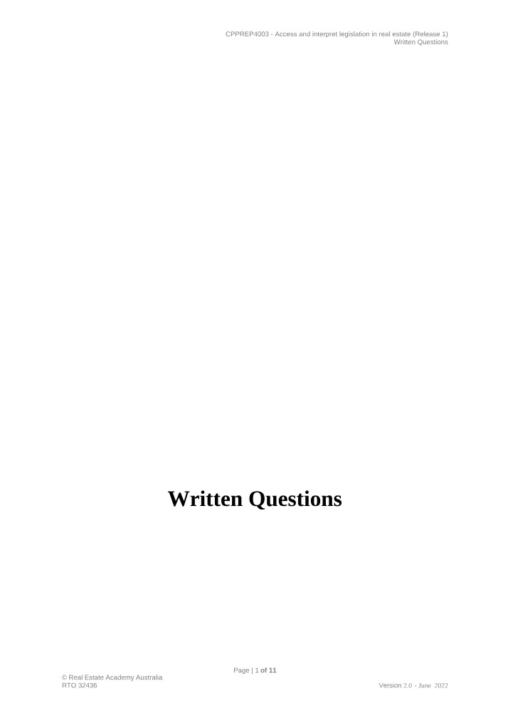CPPREP4003 Written Question v2 Set 6