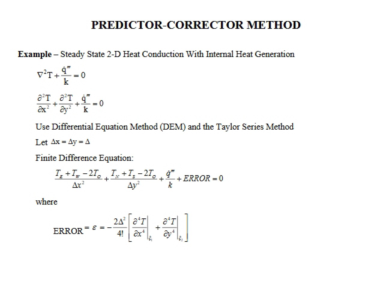 Method Predictor Corrector