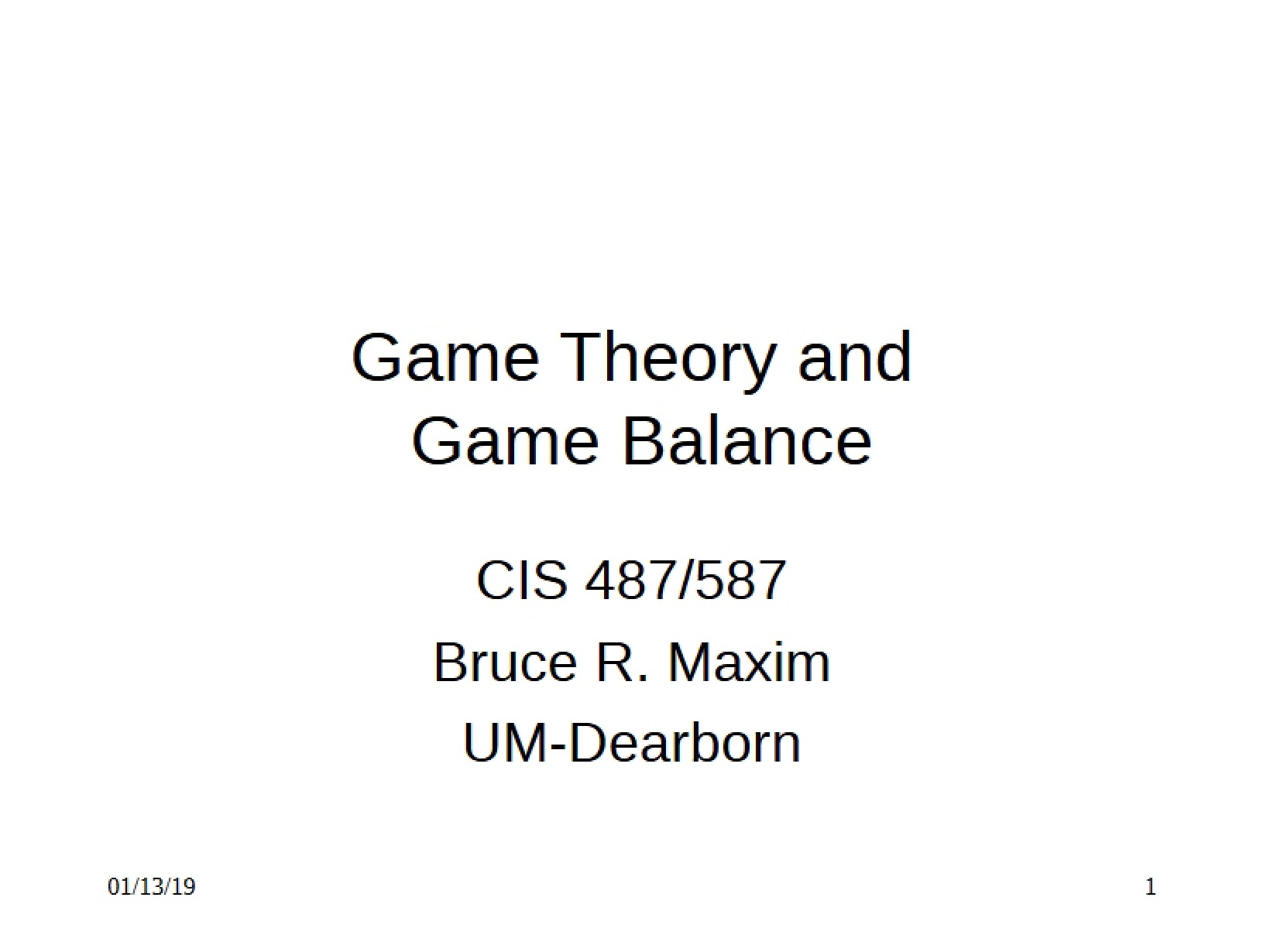 Balancing Mechanics and Game Theory