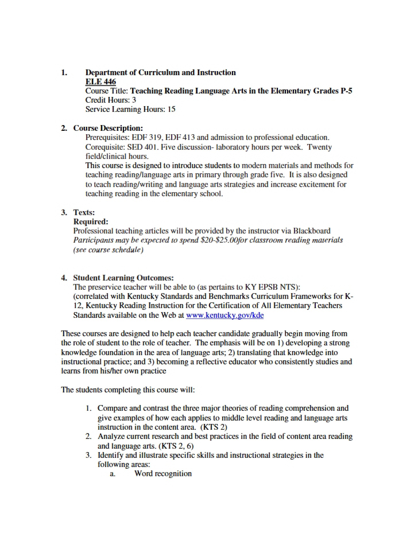 Course Plan ELE 446