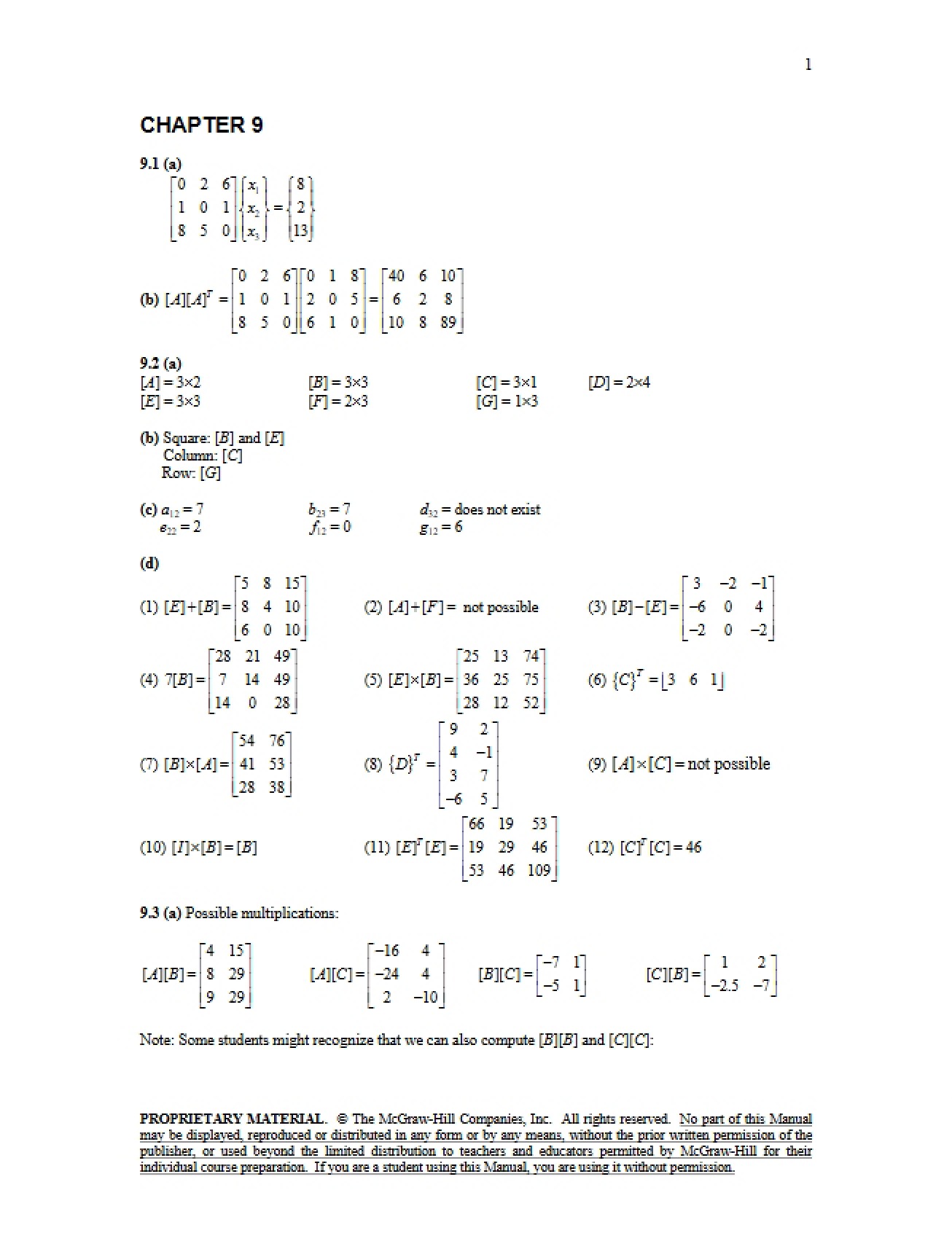 Solutions for Numerical Methods for Engineers, Chapter 9