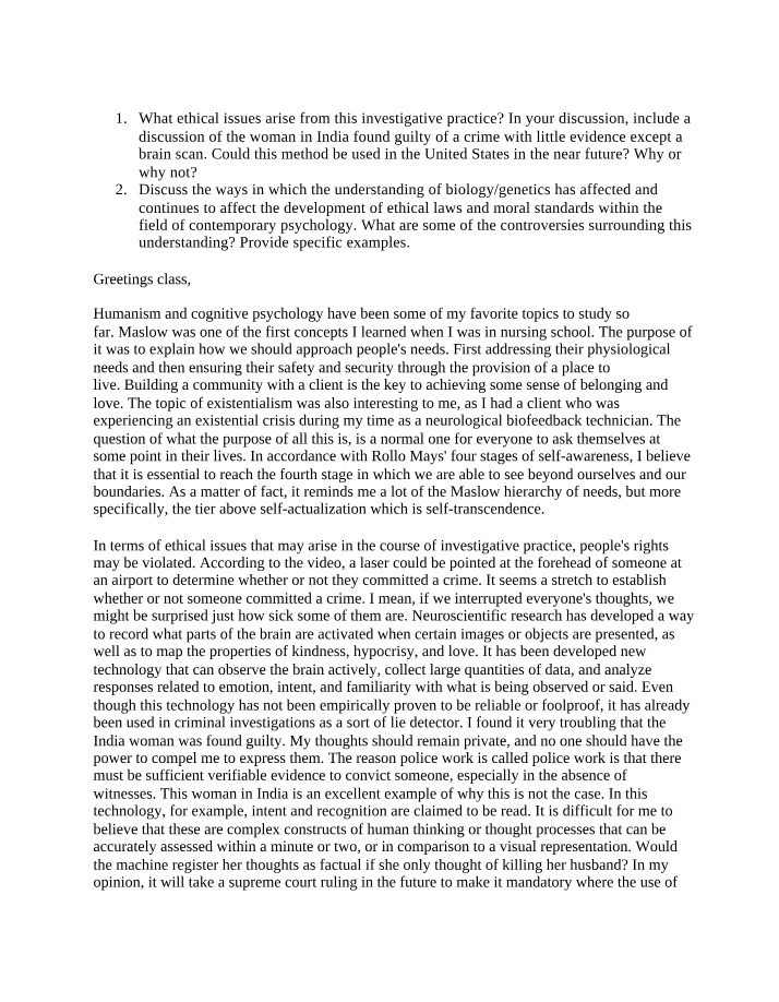 Brain Scans in Psychology - Ethical Issues in Investigative Practice