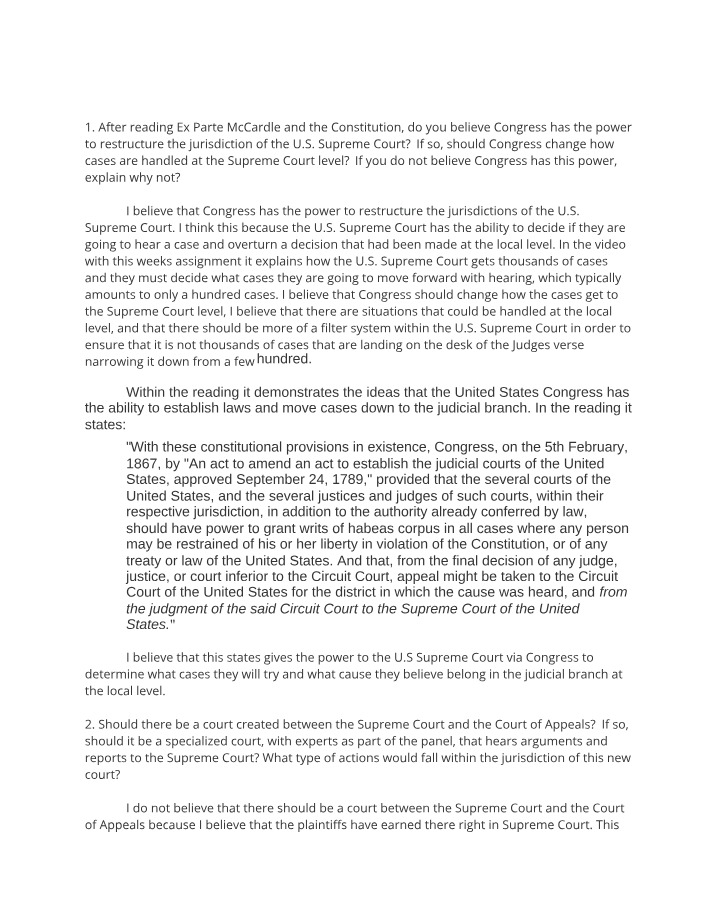 Assignment on Supreme Court Jurisdiction