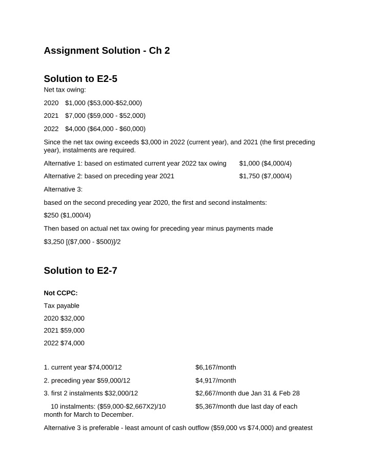 Calculation and Solutions for Tax Instalments