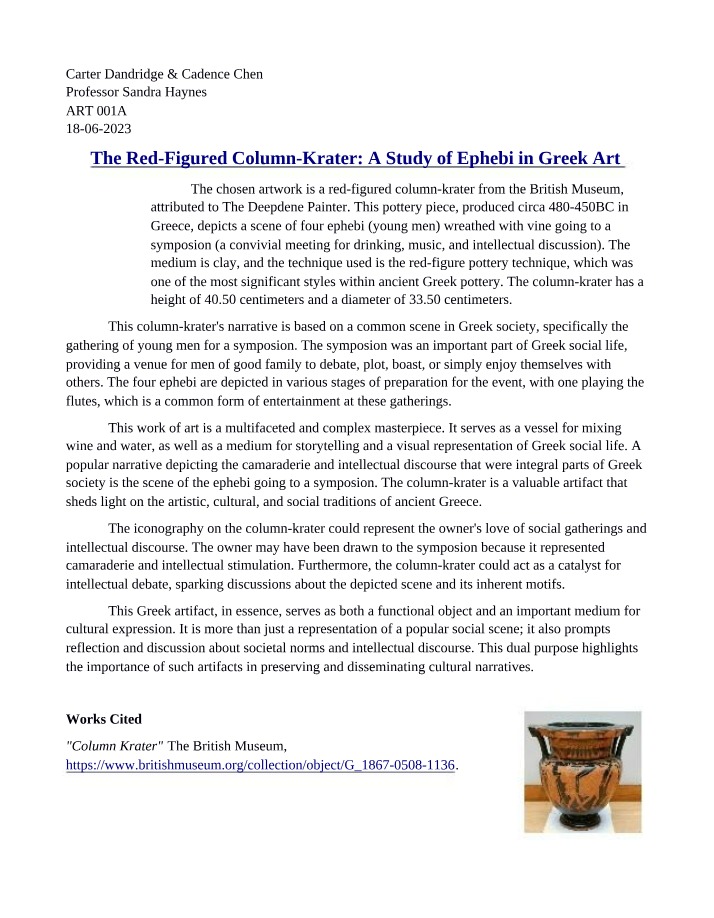 Study of Ephebi in Greek Art - The Red-Figured Column-Krater