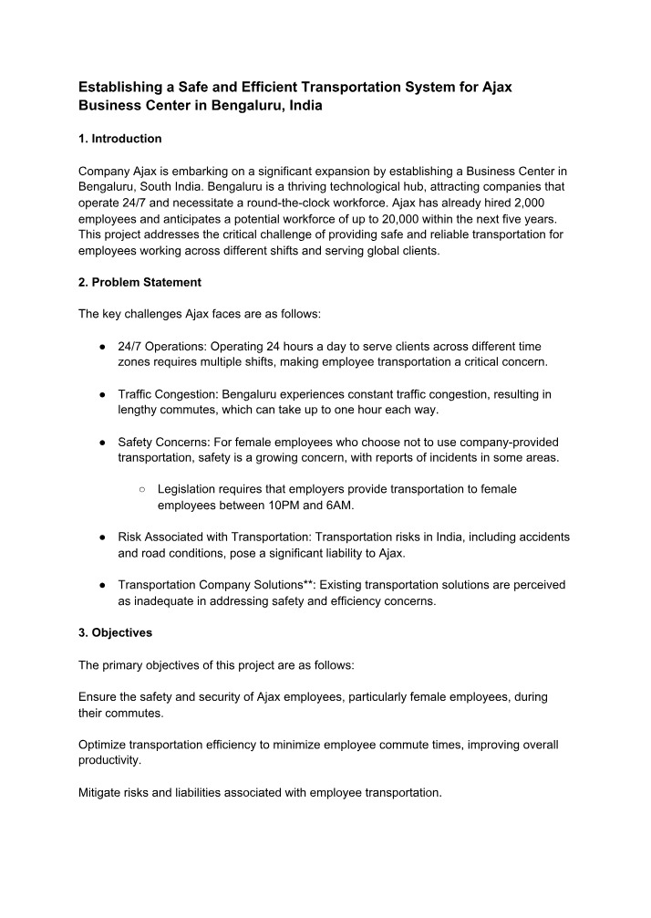 Proposal for Ajax Transportation System