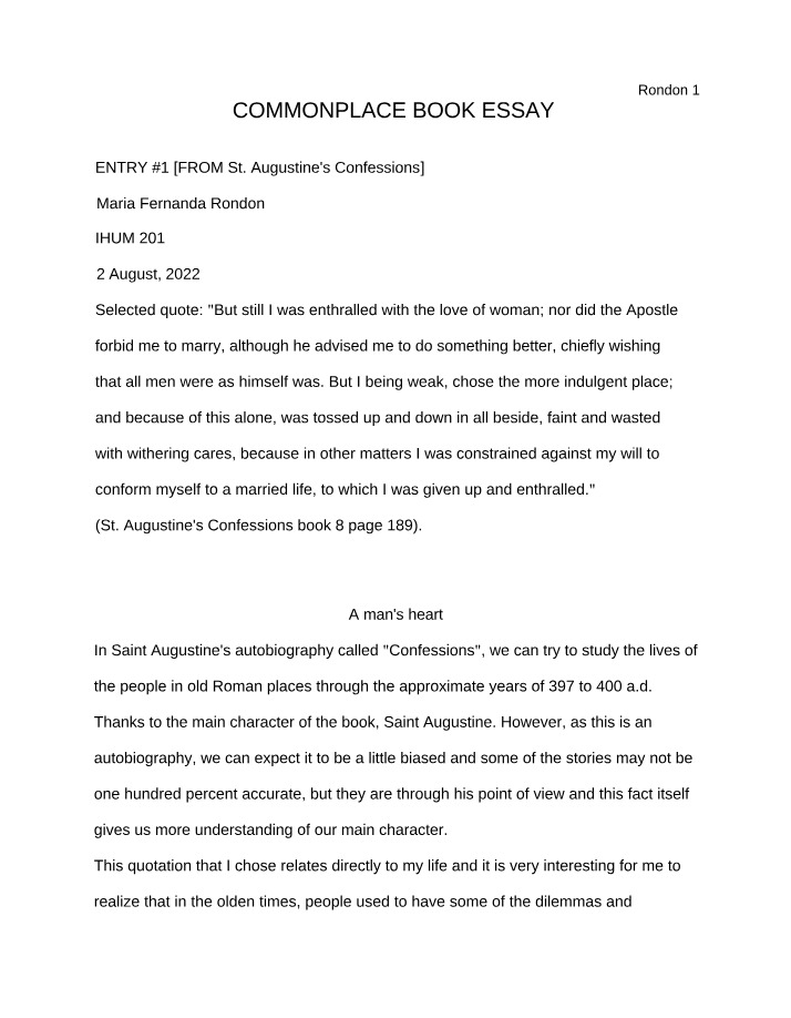 Essay on Commonplace Book