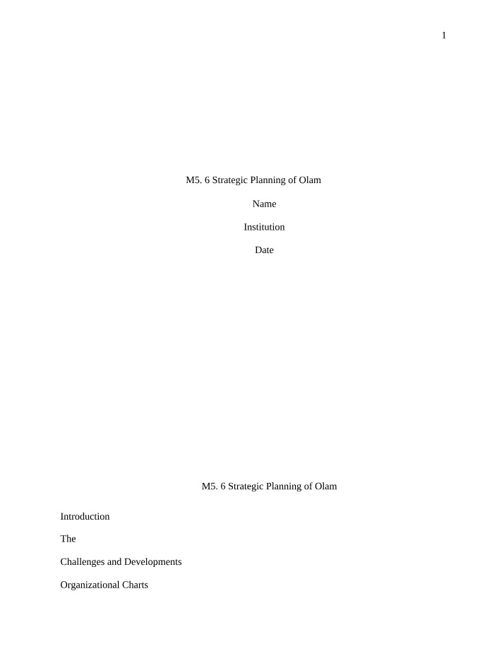 Olam Strategic Planning - Module 5.6