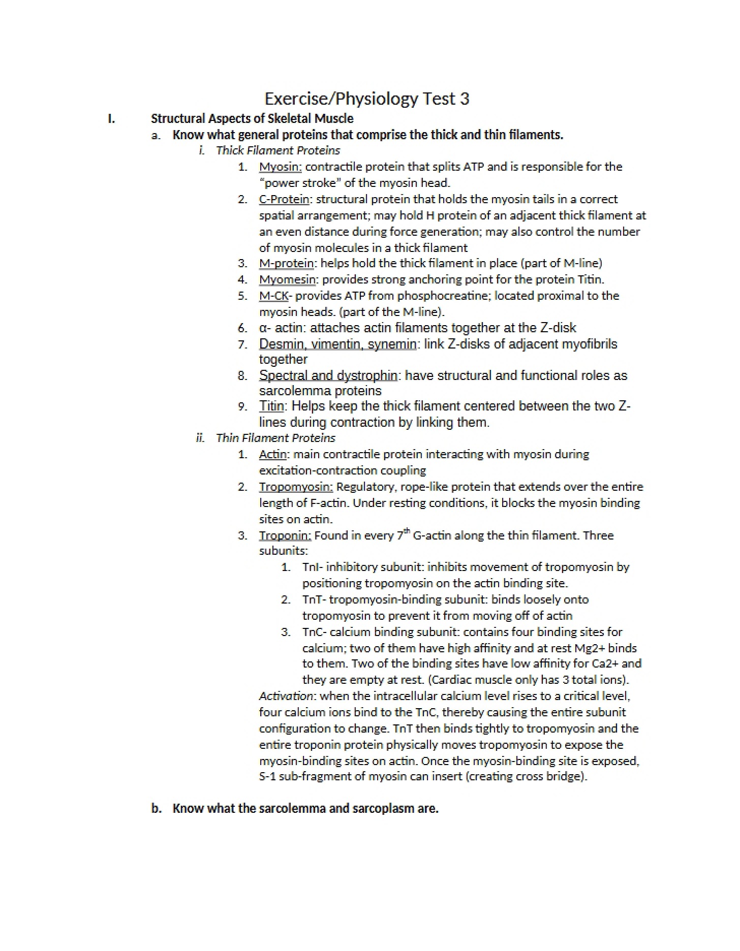Skeletal Muscle Structural Aspects