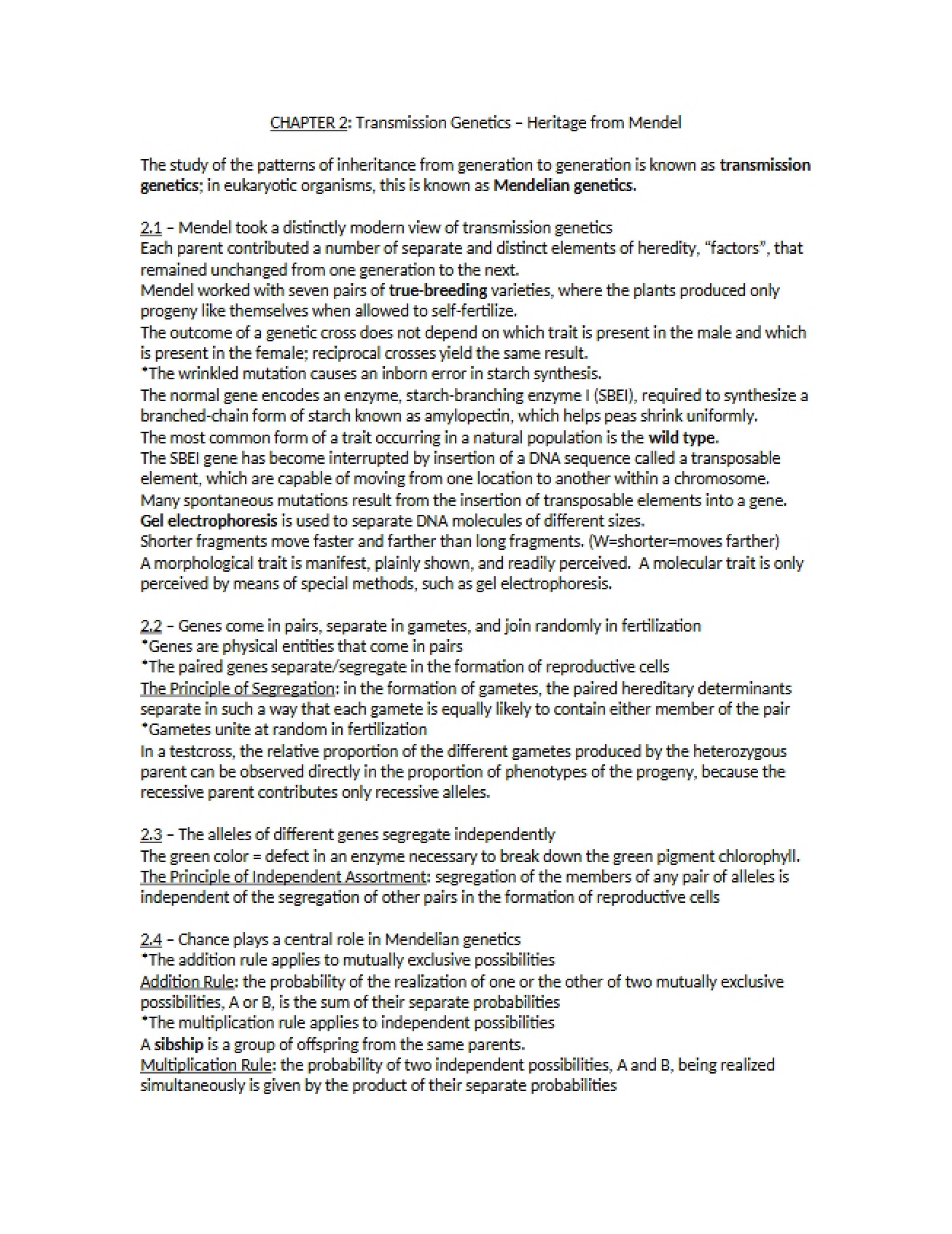 Transmission Genetics - Chapter 2