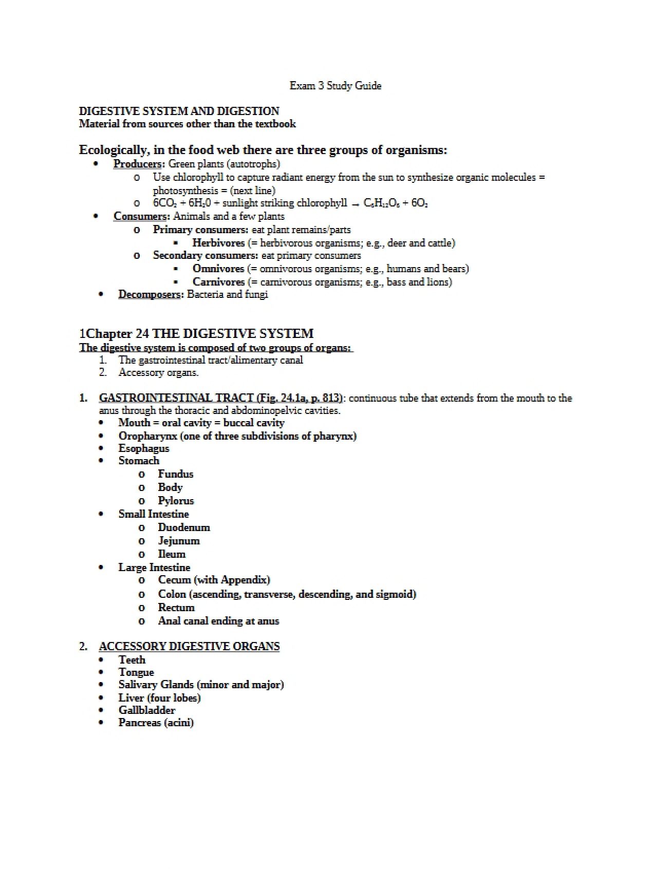 Study Guide for the Third Exam in Human Anatomy