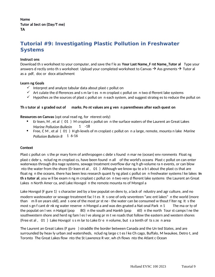 Worksheet for Tutorial 9