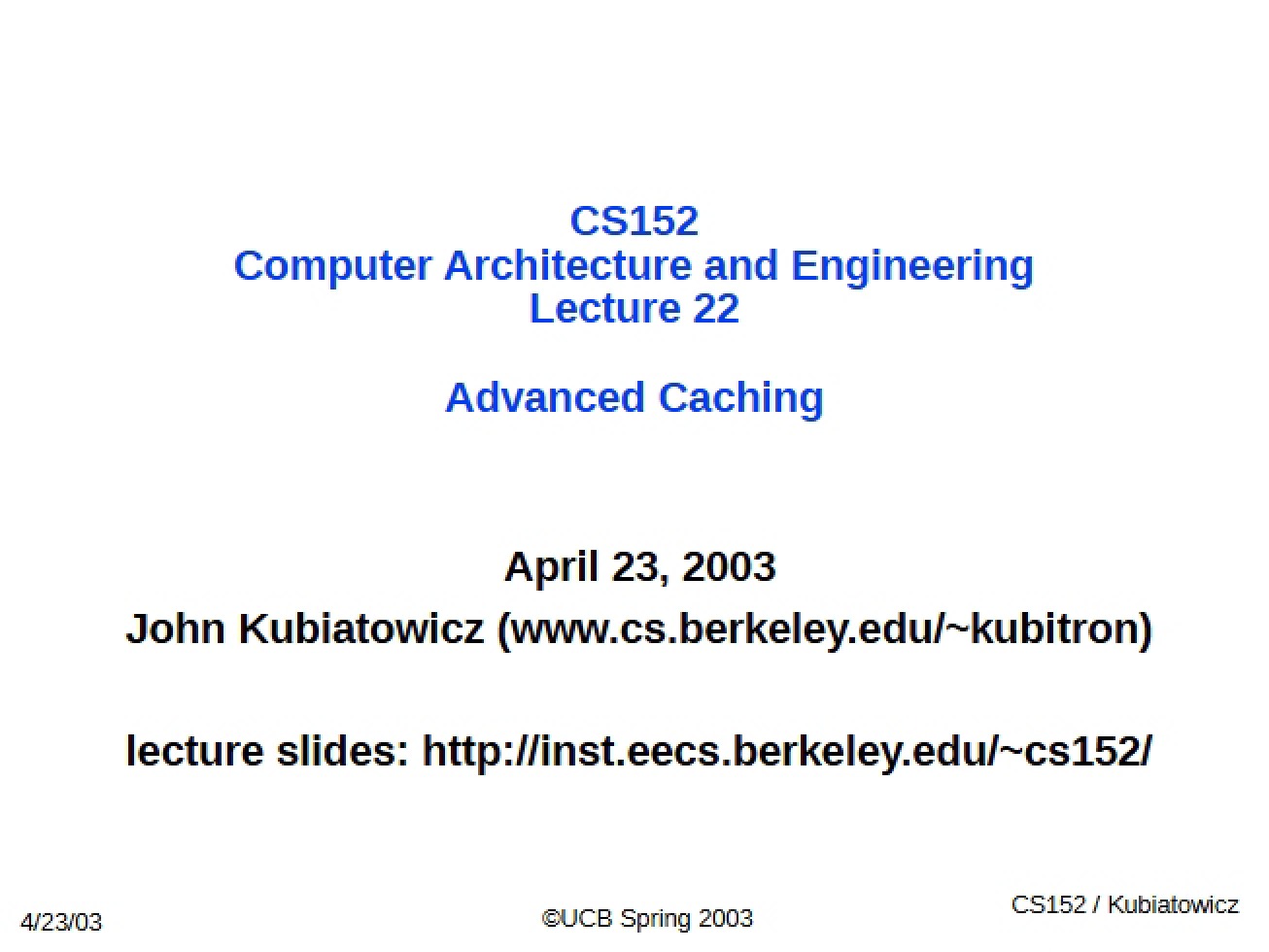 Caching Advanced Concepts