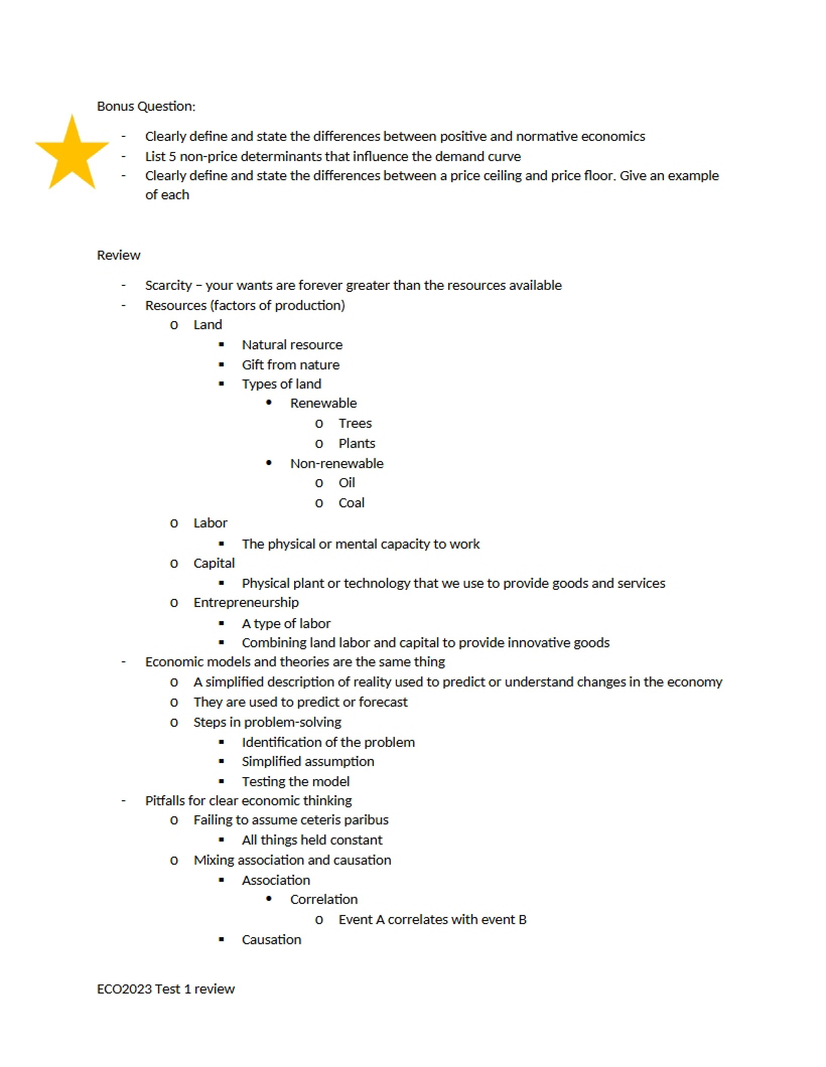 Economics Principles Review