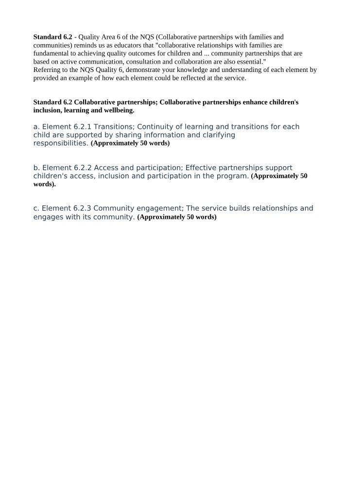 Collaborative Partnerships - Standard 6.2
