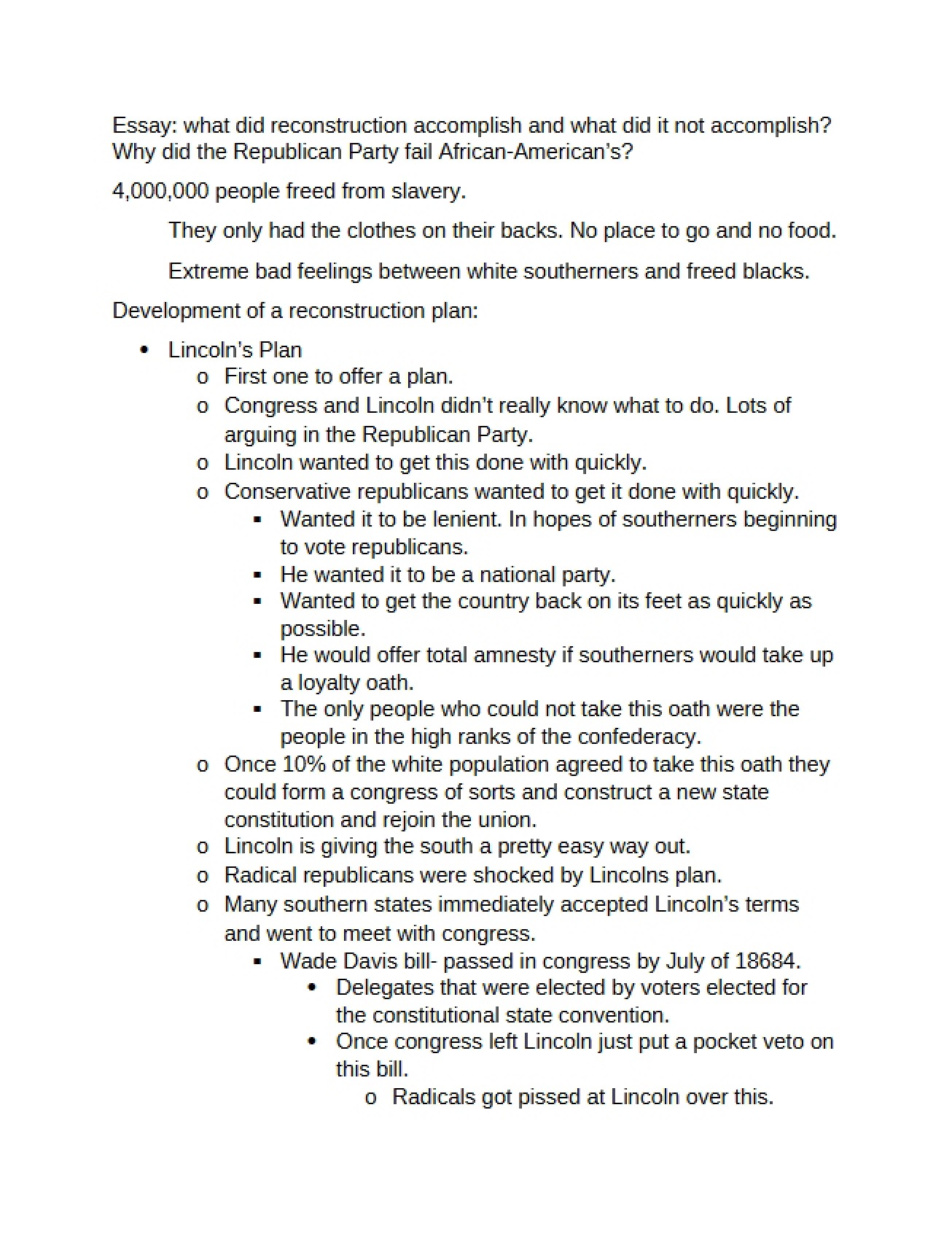 Reconstruction Plan Development and Strategy