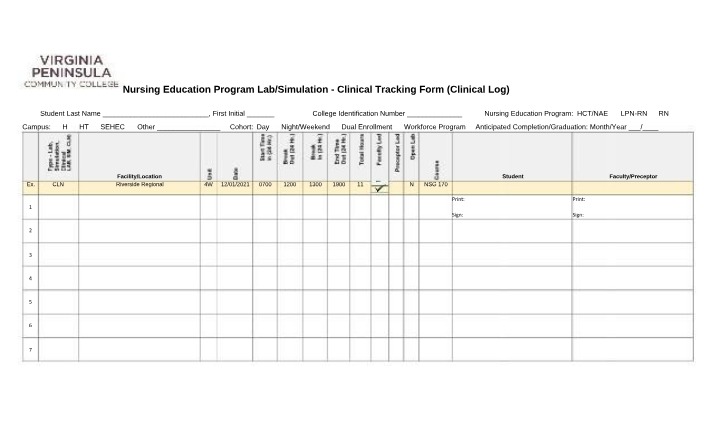 Clinical-Sim-Lab Log for NEP