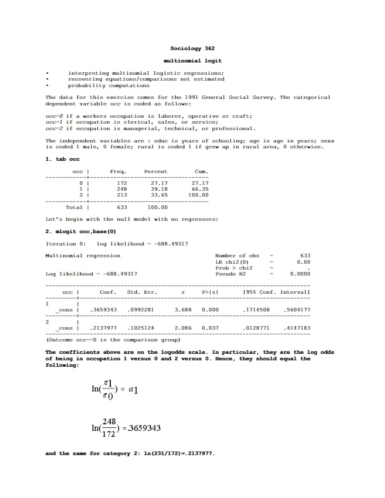 Logit Multinomial Models
