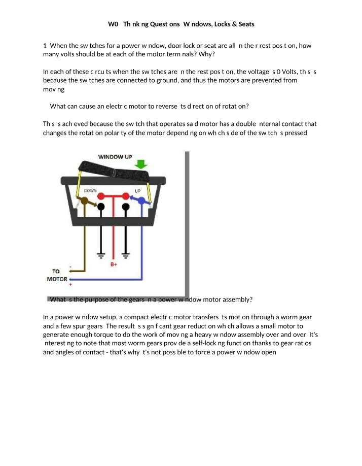 Windows, Locks & Seats - W04 Thinking Questions