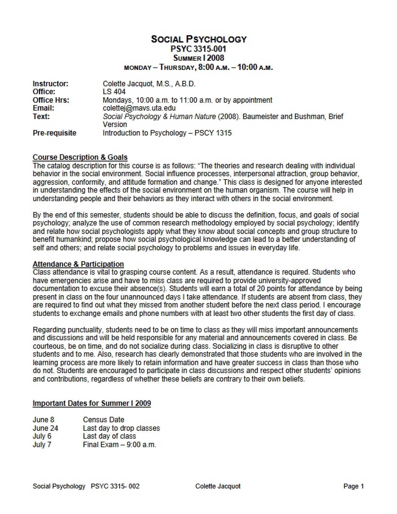 Syllabus U
