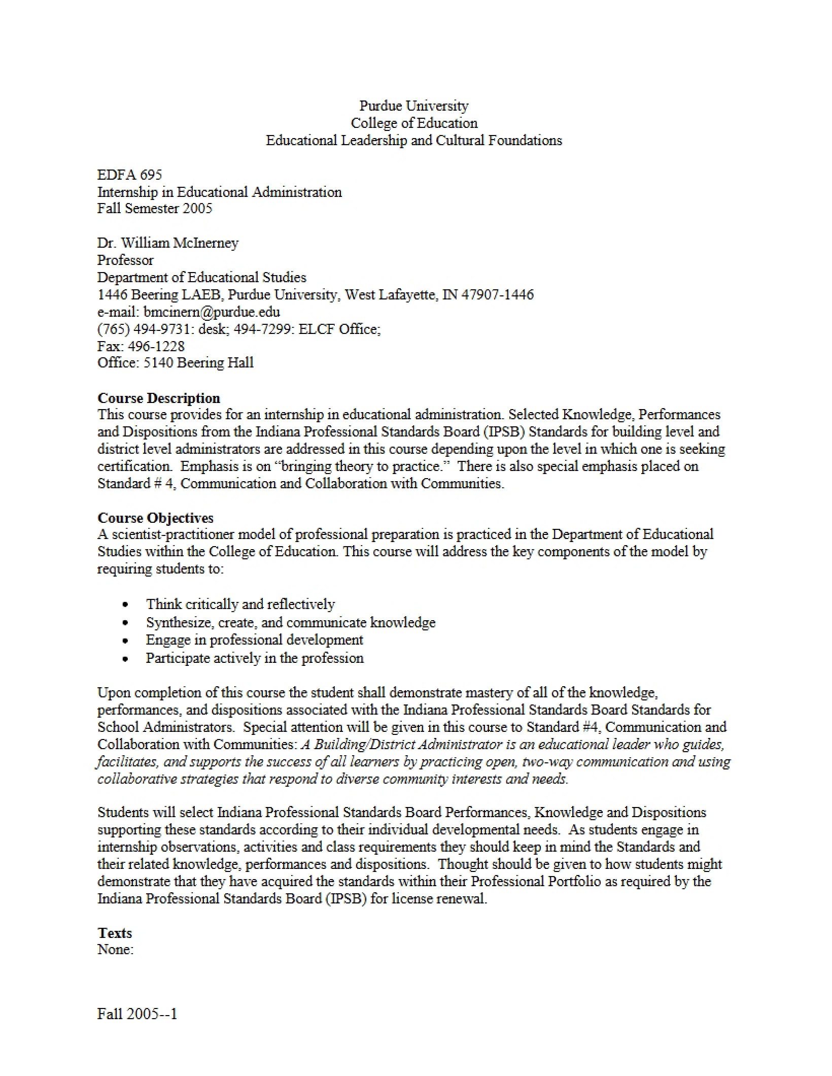 Syllabus - Internship in Education