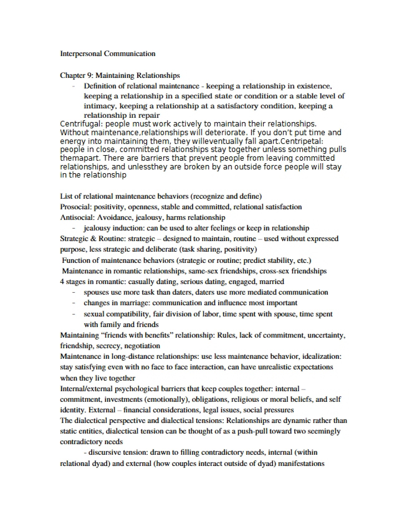 Communication Interpersonally