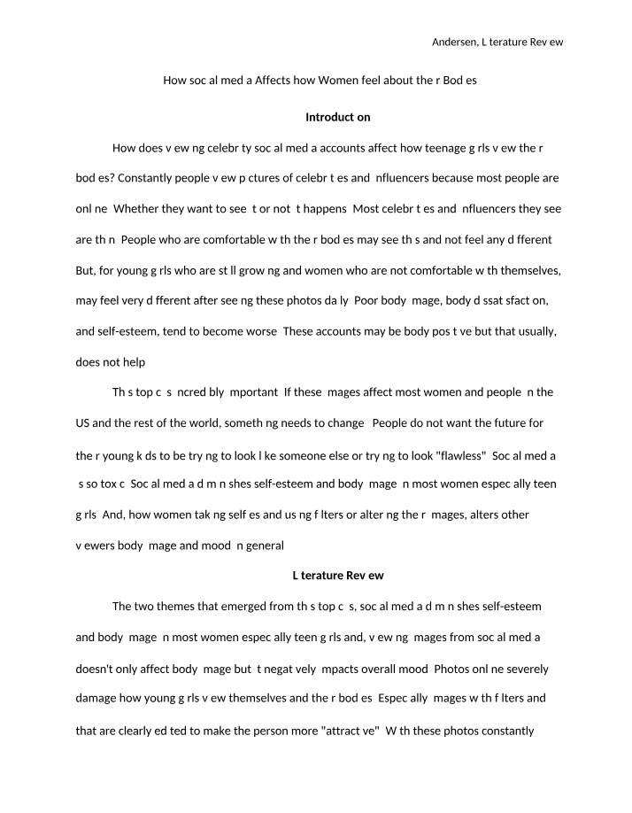 Literature Review - Social Media's Impact on Women's Body Image