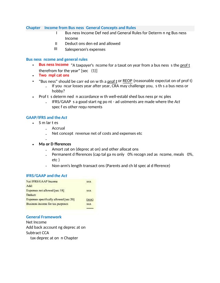 Business Income and Deductions