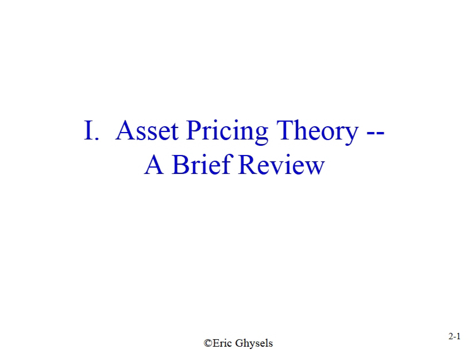 Theory of Asset Pricing