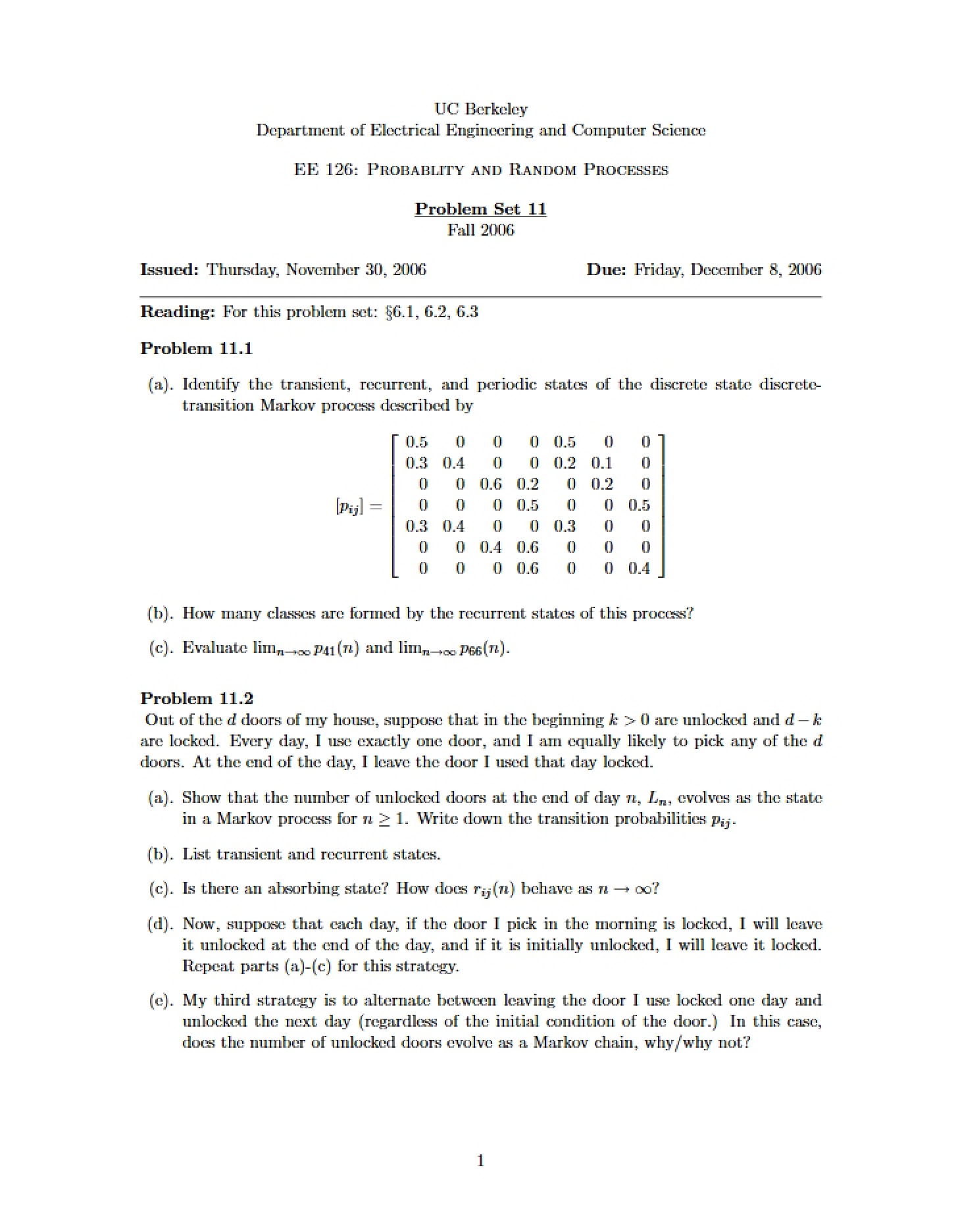 Problem Set Eleven