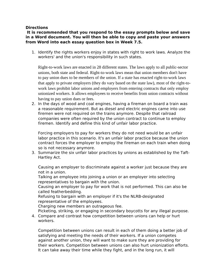 Workers' Rights and Responsibilities Analysis