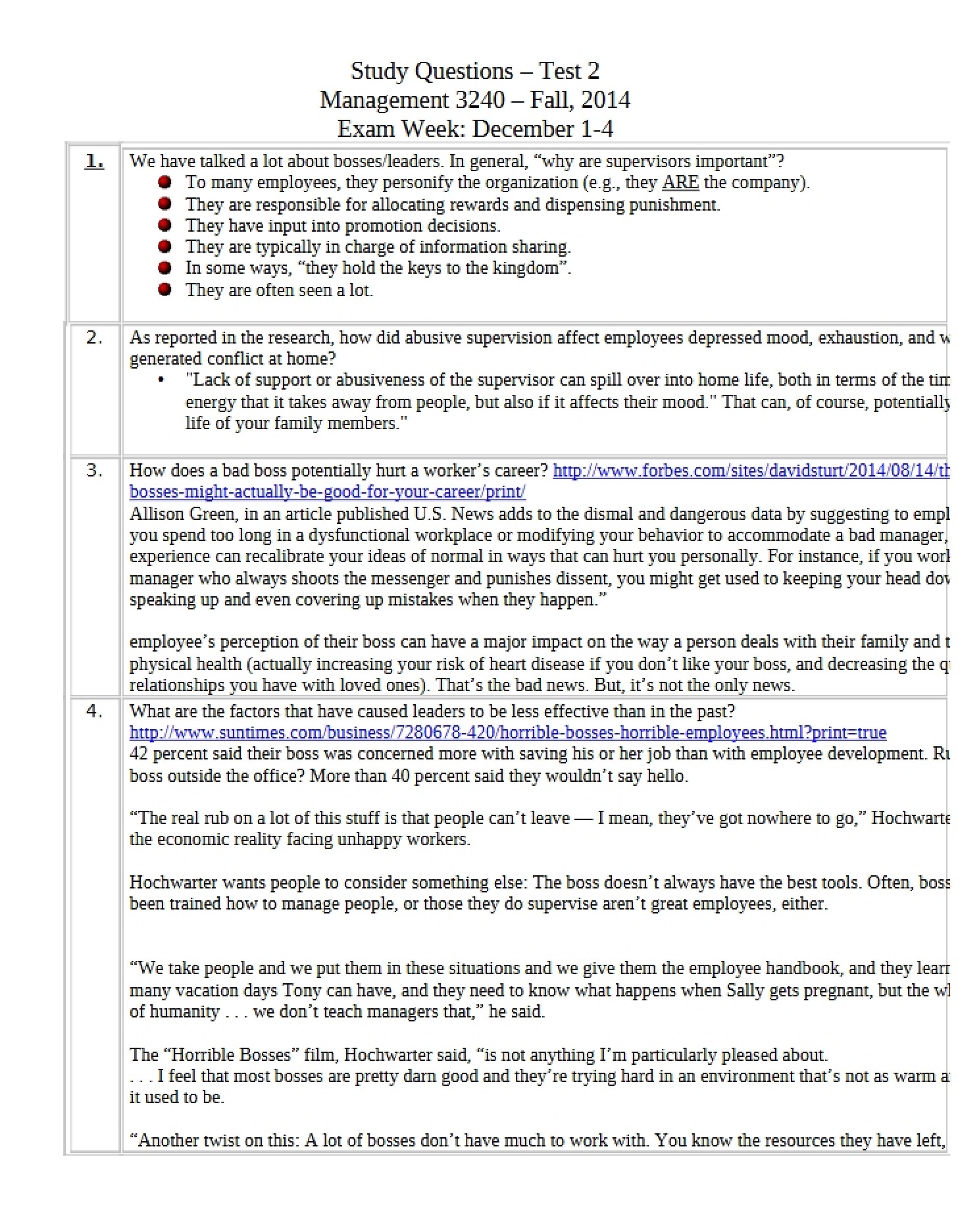 Questions for Test 2