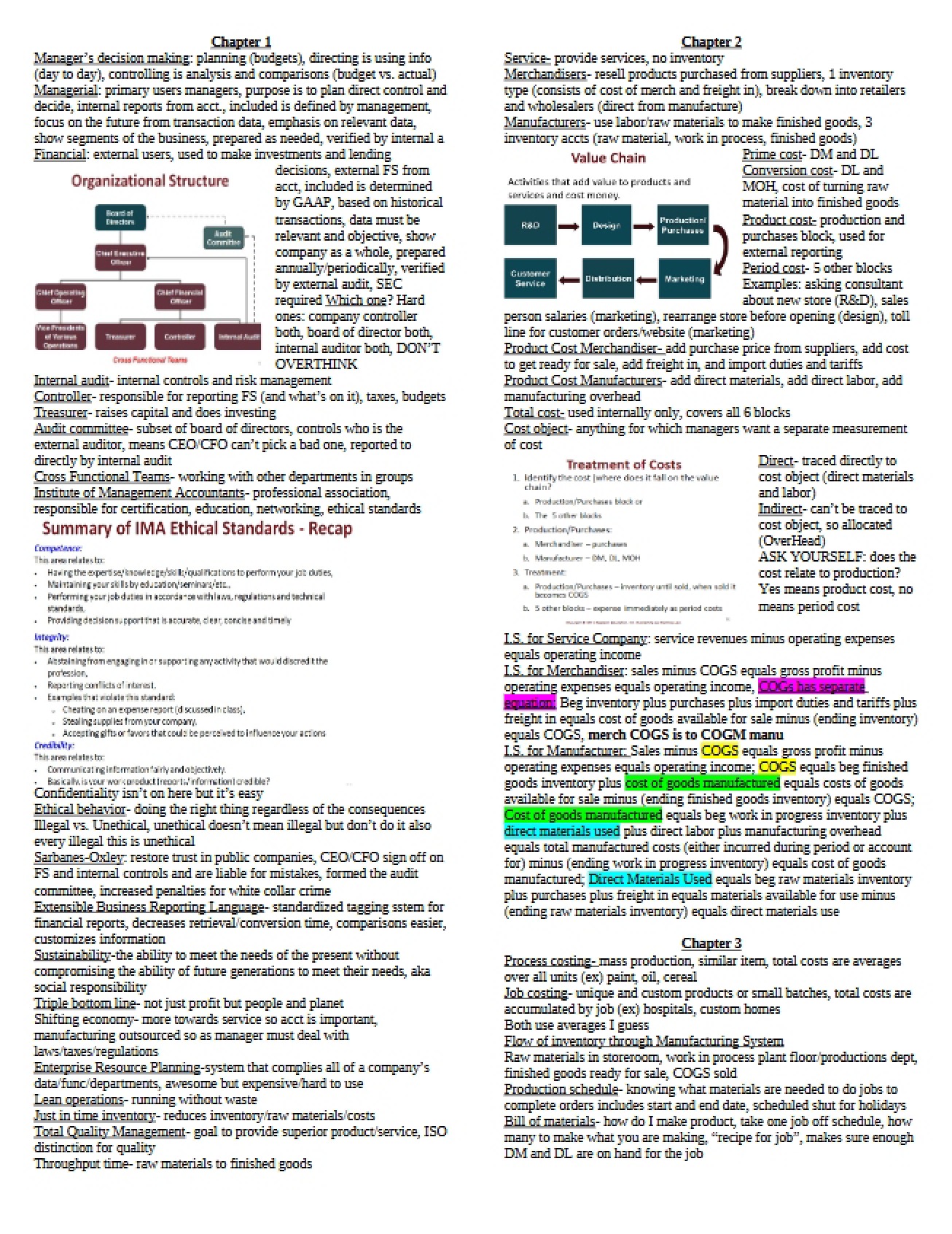 Managerial Accounting Chapter One