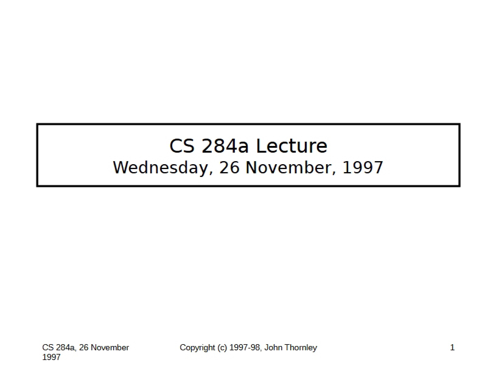 Lecture Notes for CS 284A