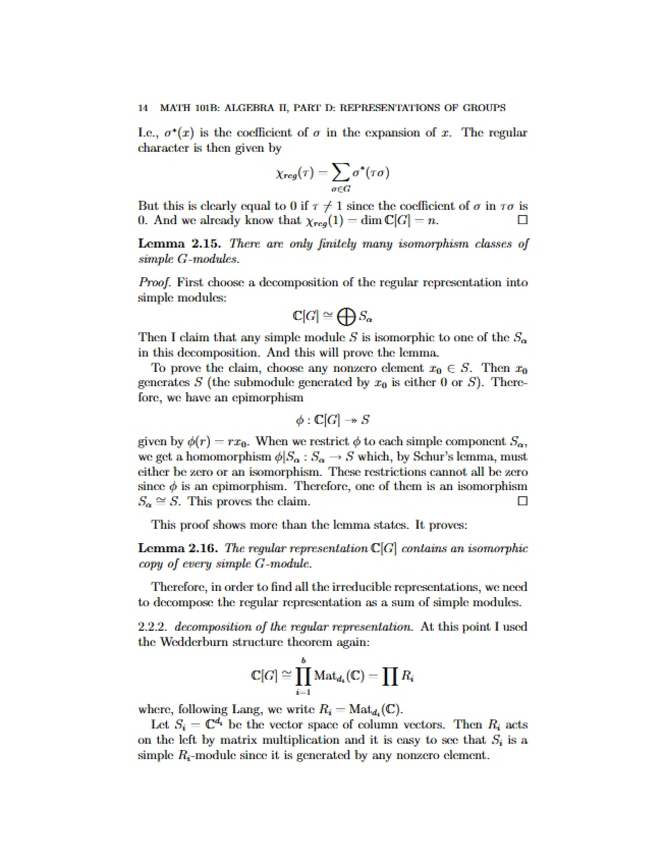 Group Representations Part D - Part 1