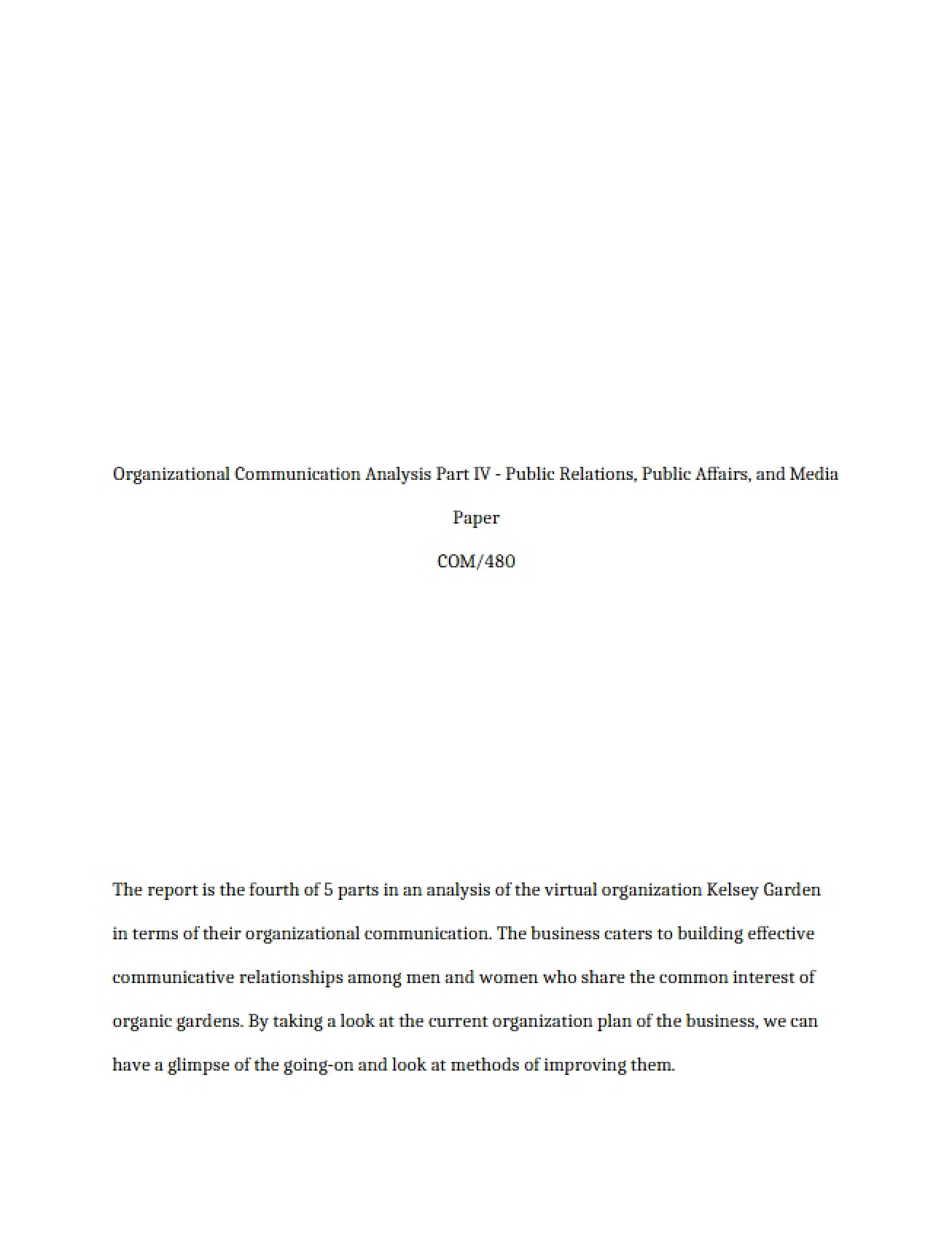Org Comm Analysis Part IV PR, Media, and Public Affairs