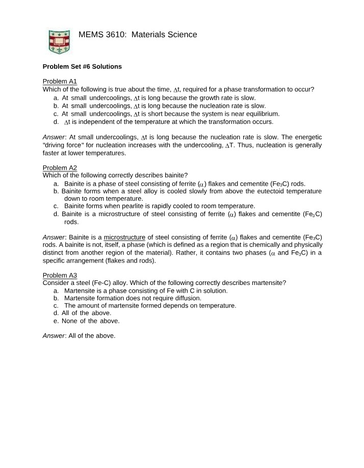 Materials Science - Phase Transformations