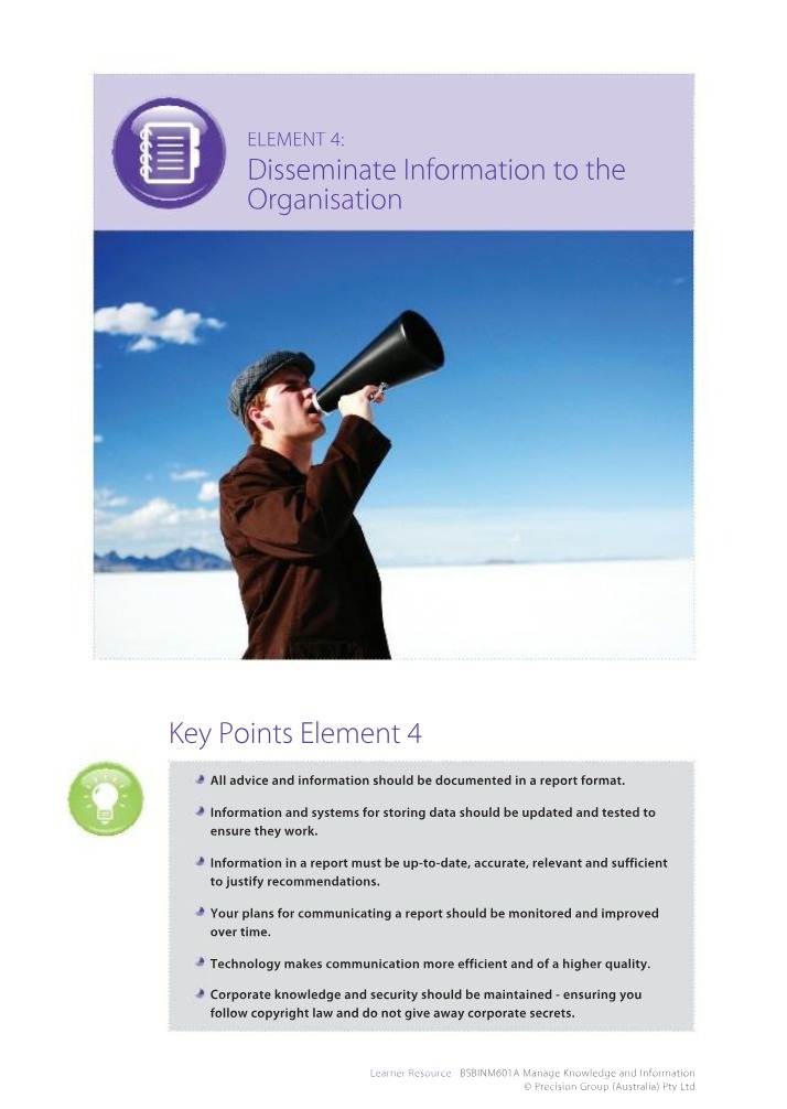 Disseminating Information to the Organization - Effective Report