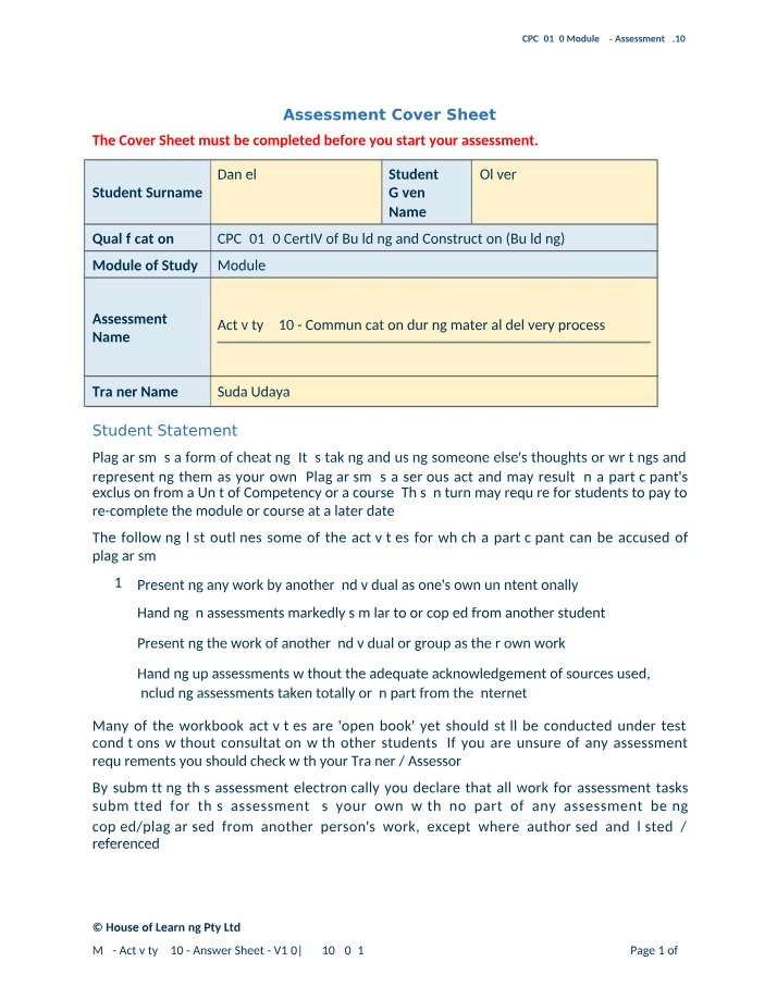 Module 3 Assessment 2.10 Answer Sheet