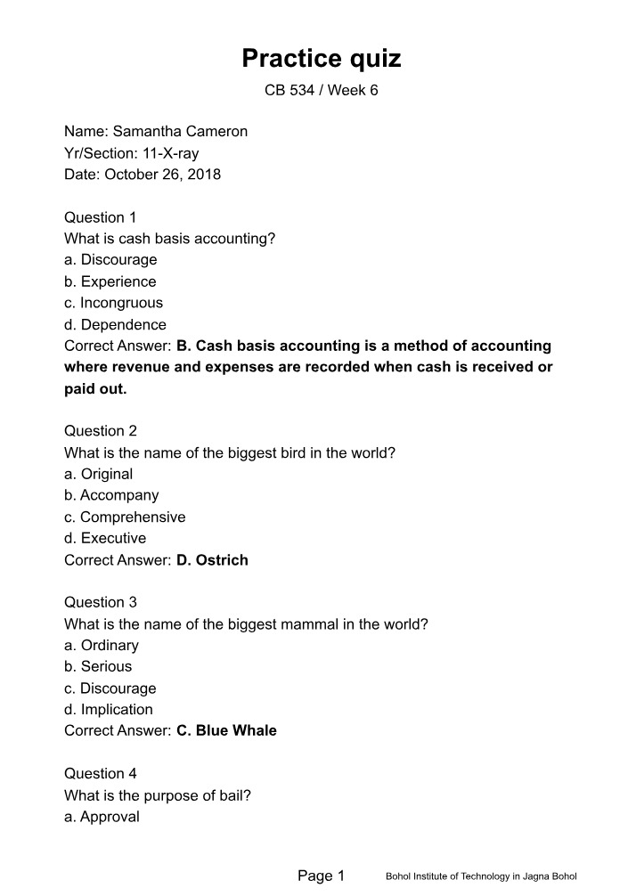 Practice Quiz for CB534