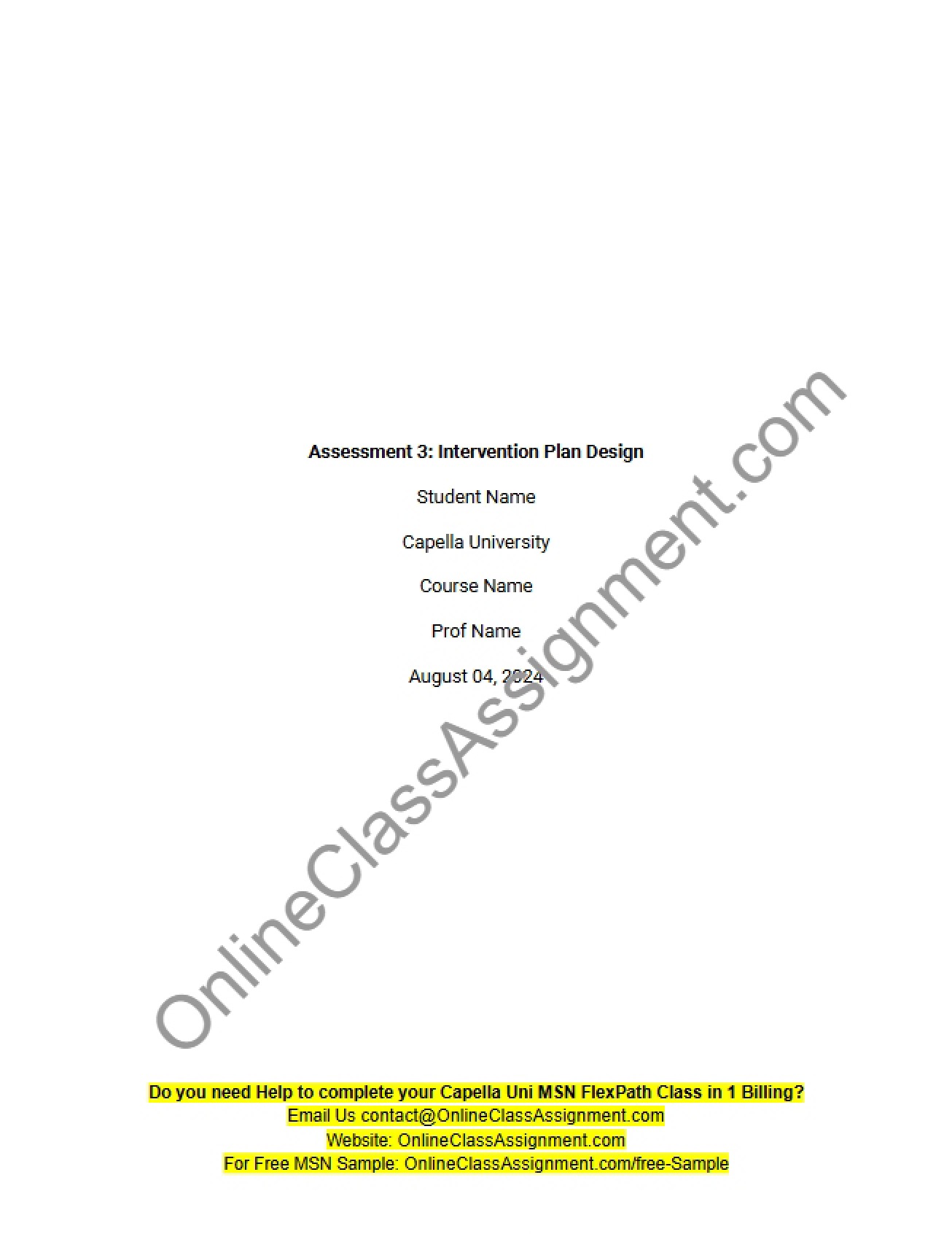Intervention Plan Design Assessment 3