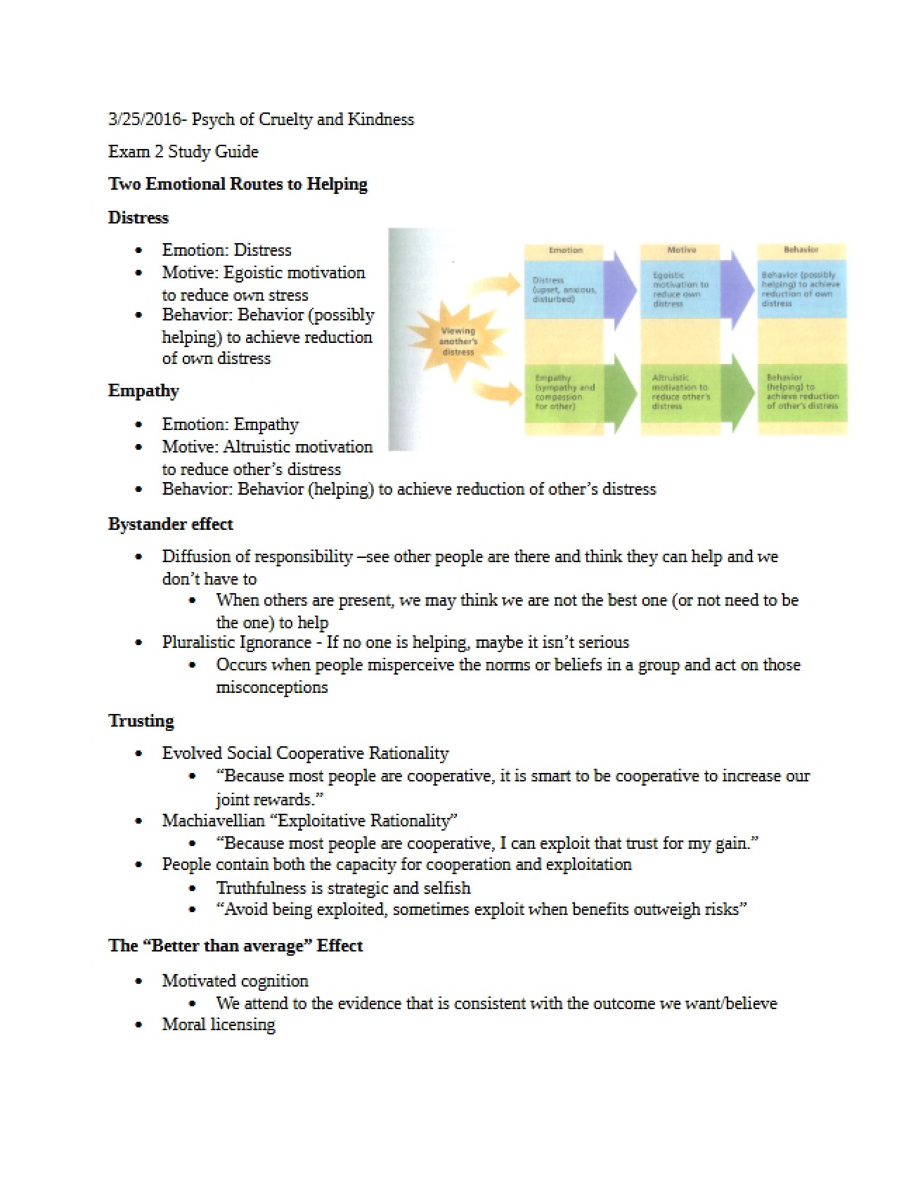 Guide for Exam 2 (Cruelty & Kindness)